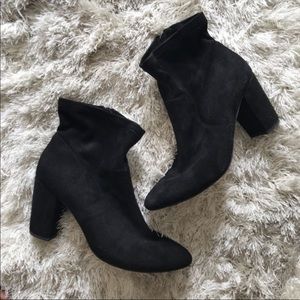 New Black Faux Suede High Heel Booties
